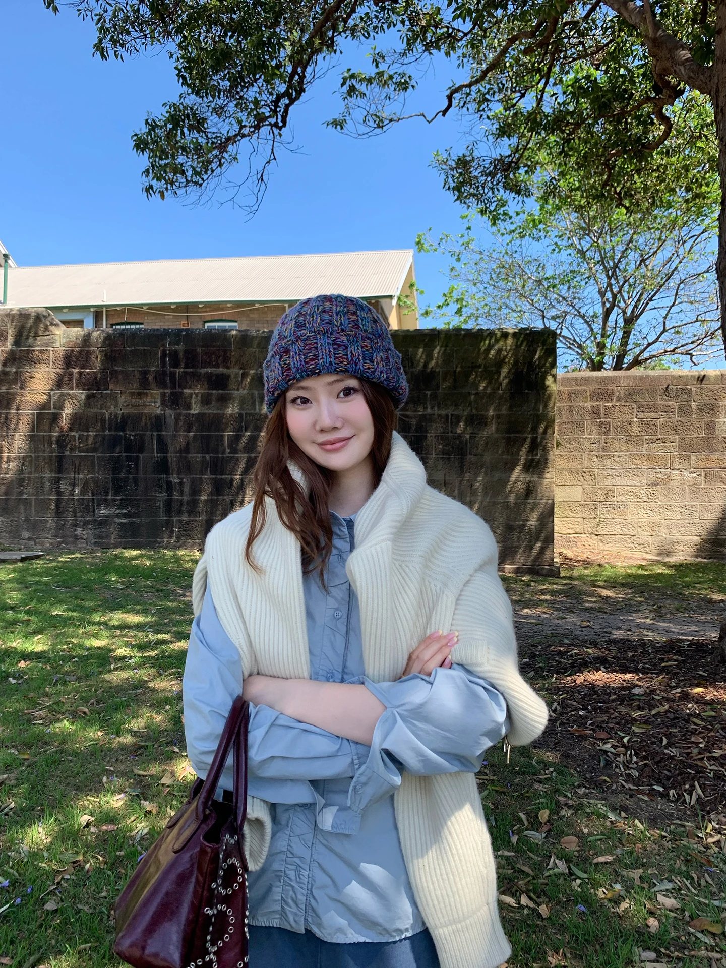 

Women's Vintage Cotton irt with Pleats Long Sve Turn-down Collar Straight Leggings Warm Sle Office Faion Winter Coll...