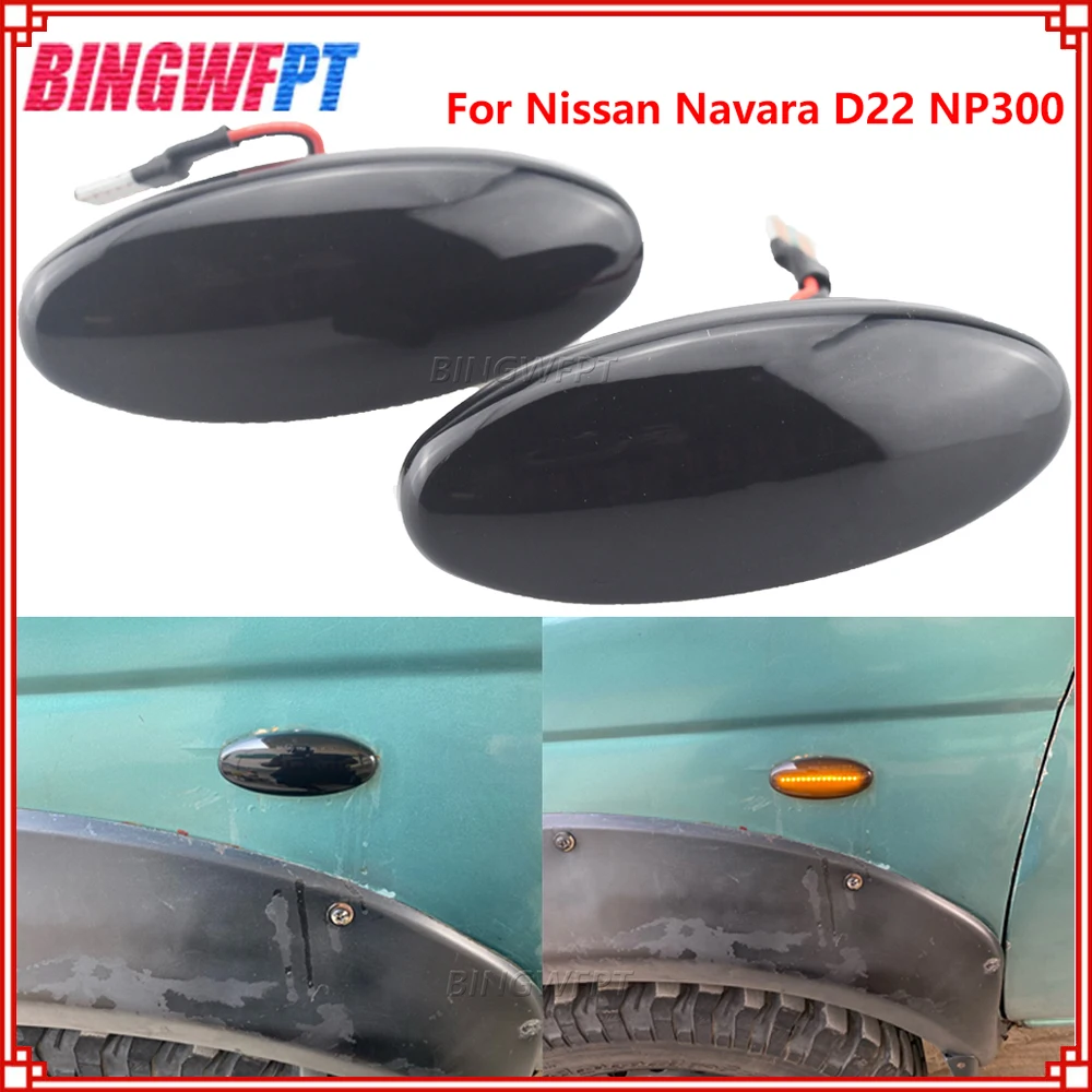 2PCS Car LED Turn Signal Side Marker Lights Blinker Lamp for Nissan Navara D22 NP300 1998-2005 Datsun Frontier Fiera Terrano