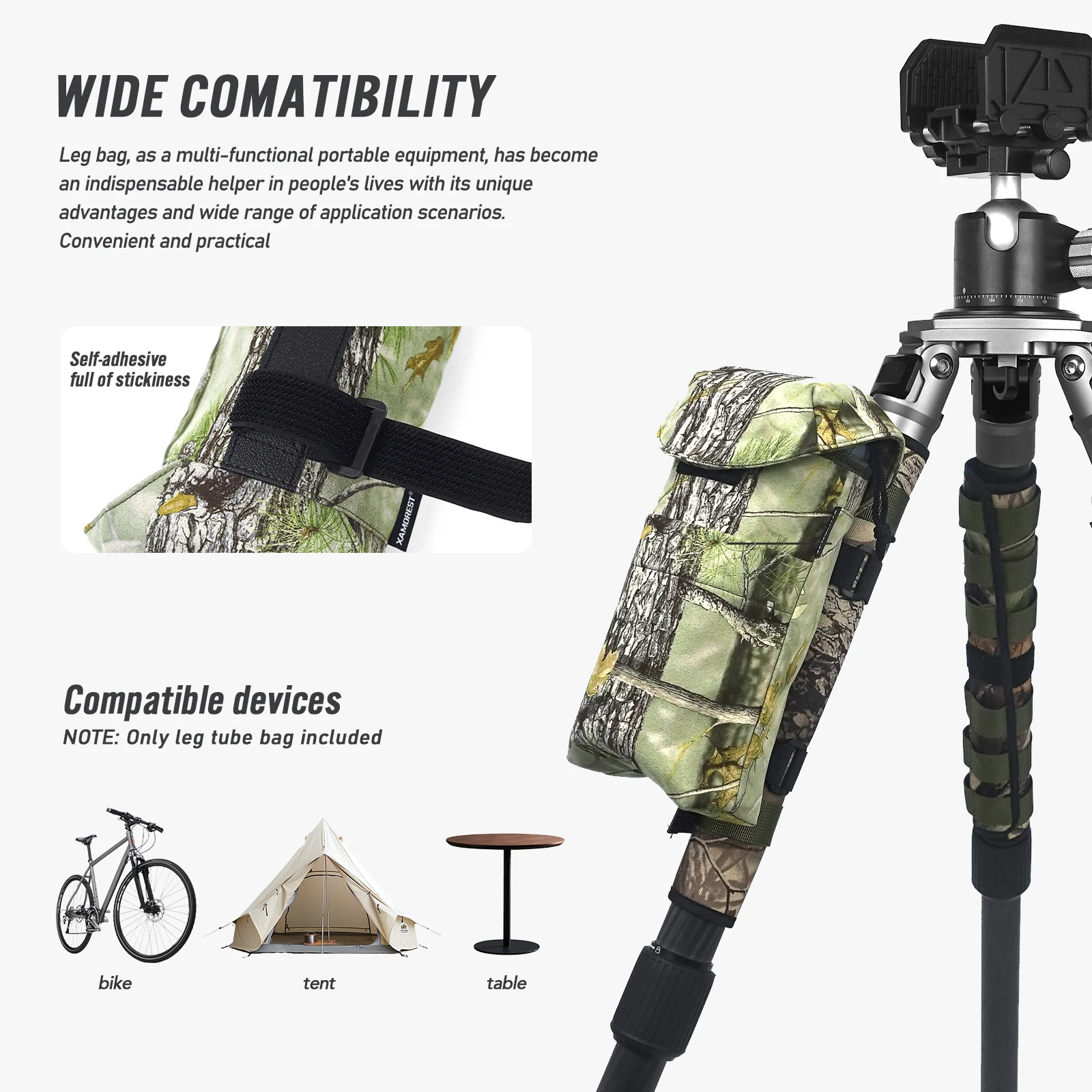 XAMOREST Tactical Waterproof Hunting Leg Bag for Tripod Mount - Stores Camera Accessories & Shotgun Shells