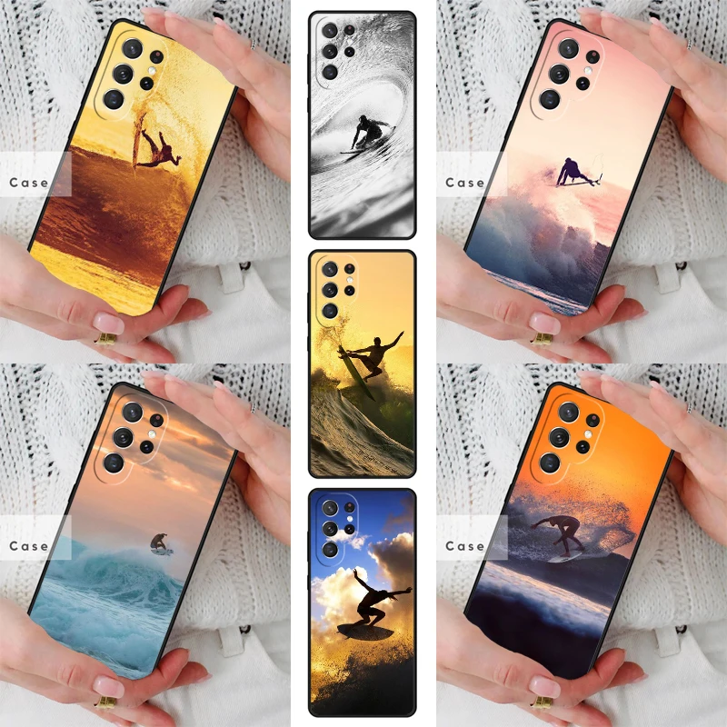 Surfing Wave TPU Phone Case for Samsung Galaxy S26 S25 S24 S23 S22 S21 S20 Note10 Plus FE Ultra Cover