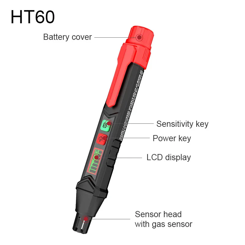 HT59/HT60 Gas Leak Detector Alarm Combustible Gas Detector with Audible and Visual Alarm for All Types of Flammable Gases