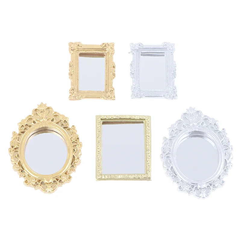 1/12 Dollhouse Miniature Frame Accessories Furniture Miniature Mirror Wall Room Mirror Doll House Mirror 28 STYLES