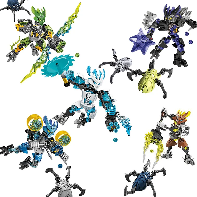 Bionicle Warriors Action Figures Collection Building Blocks Protector of Ice Earth Water Stone Jungle Anime Bricks Toy Kid Gifts