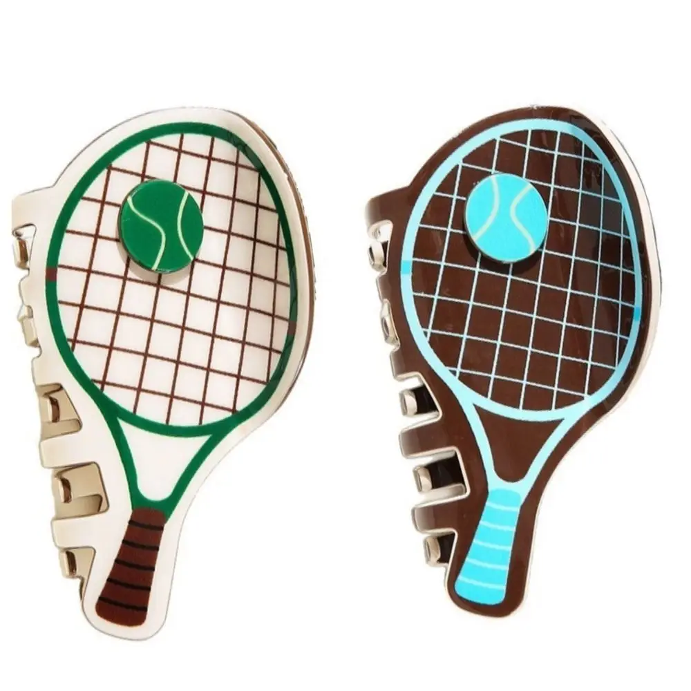 New Creative Tennis Shark Hair Clip Tennis Racket Shape Sports Hair Claw PVC Non Slip Hair Clamps for Women Girls view 2