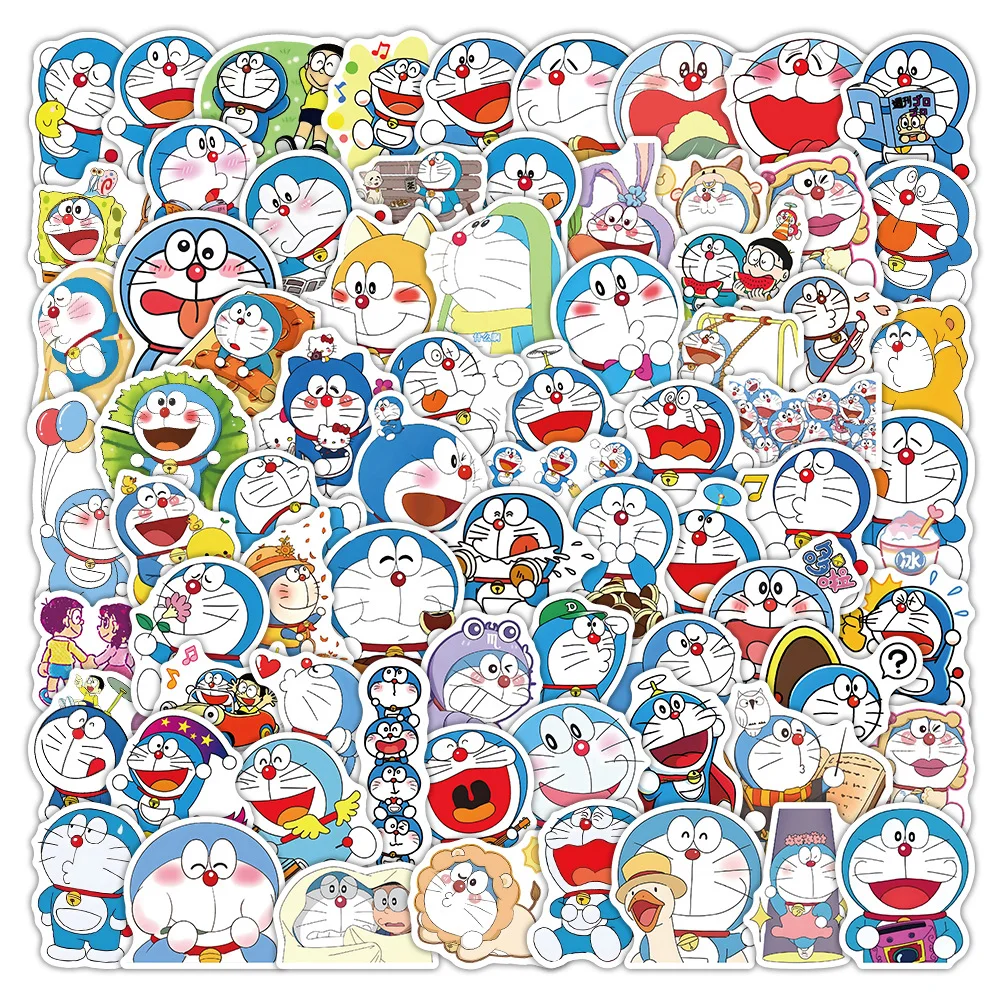 103pcs Doraemon Cute Cartoon Stickers PVC Material Personalized DIY Mobile Phone Notebook Scrapbook Waterproof Daily Stickers.