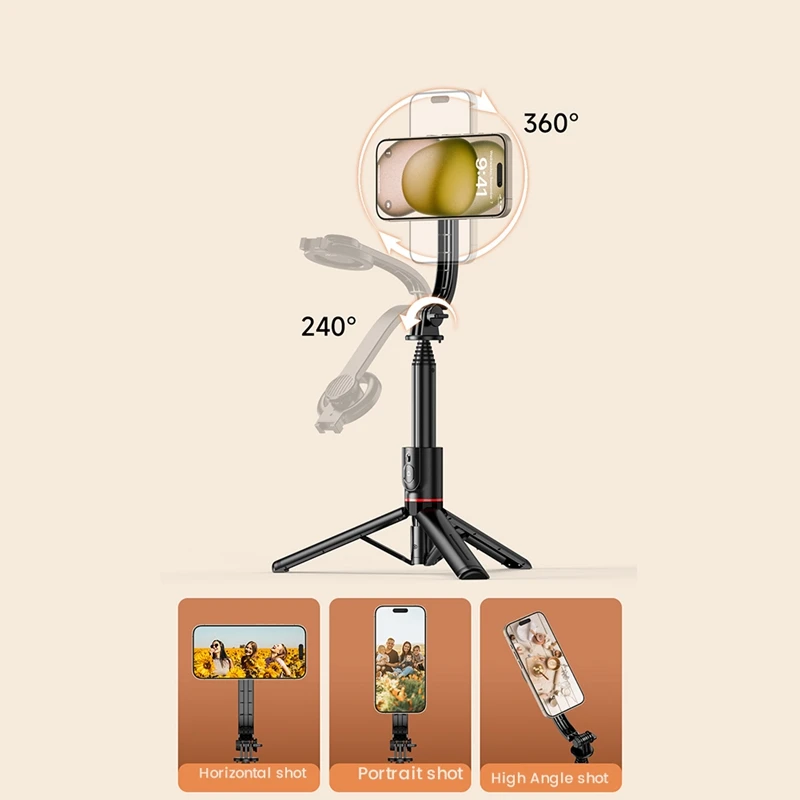스마트폰용 마그네틱 셀카봉 삼각대, 리모컨 포함, 내구성 있는 휴대폰 스탠드, 아이폰 14, 13, 12 프로 맥스