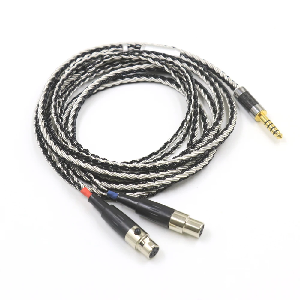 16 Core Silver Black White Mixed Braided Cable For Audeze LCD-3 LCD-2 LCD-X LCD-XC LCD-4z LCD-MX4 LCD-GX Headset Headphone