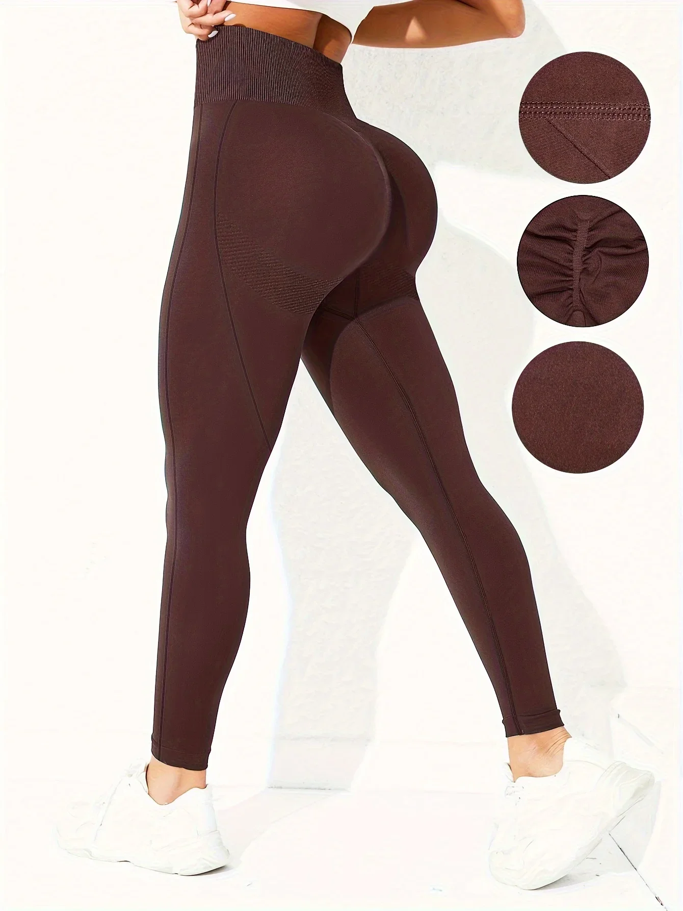 Fashionable Solid Color Butt Lifting Sports Leggings - Sculpting High Waistband for Yoga & Running - Premium Womens Activewear