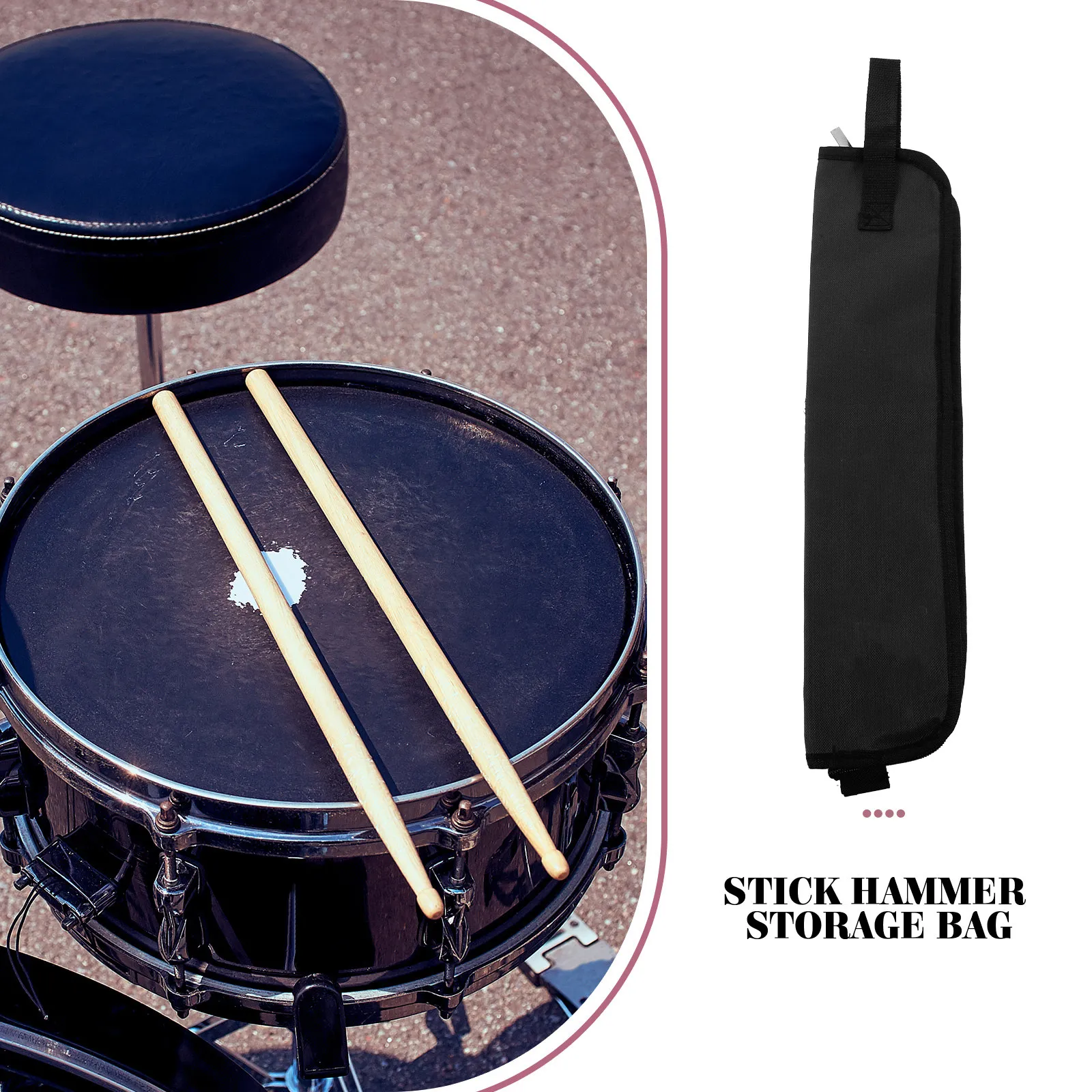 Drum Stick Carrier Oxford Cloth Drumstick Storage Bag Compact Lightweight Drum Mallet Holder for Gig Travel Practice Sessions