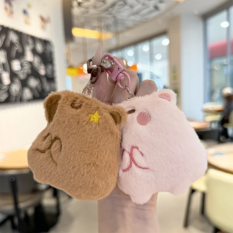 Kawaii Cartoon Capybara Plush Keychain Pendant Fashion Soft Capybara Brooch Cute Novelty Backpack Decoration Accessories Gifts