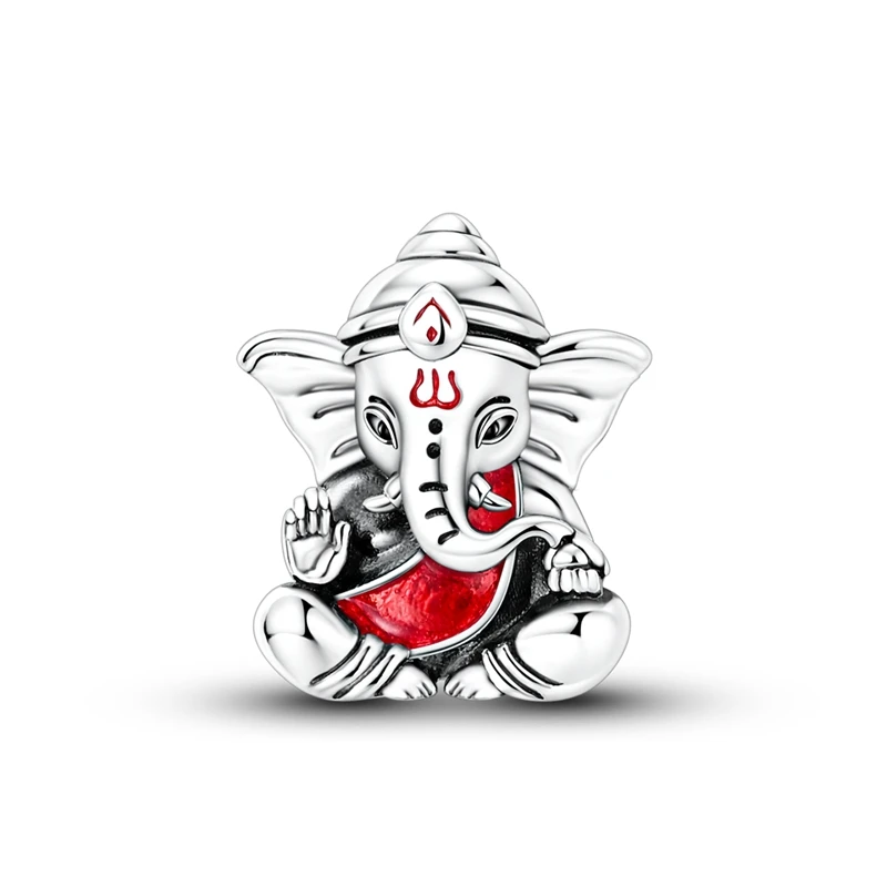 Ganesha Bead Charm Hindu Elephant God Spacer Bead 925 Sterling Silver Wisdom Prosperity & Blessing Fit DIY Bracelet Jewelry Gift