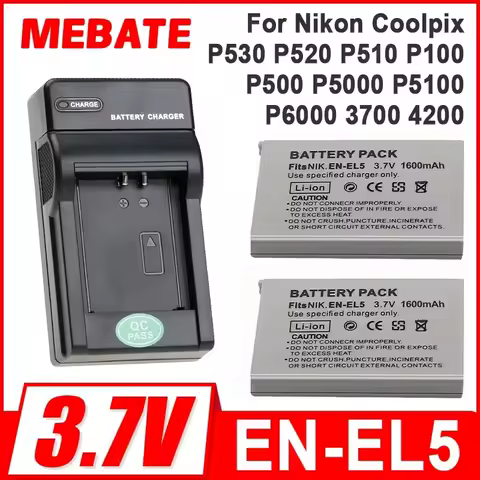 New EN-EL5 ENEL5 Battery + LED Charger 1800mah for Nikon Coolpix P530 P520 P510 P100 P500 P5000 P5100 P6000 3700 4200