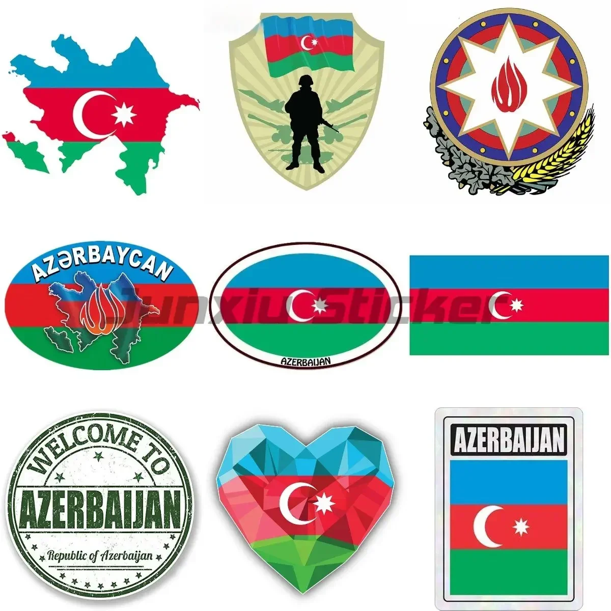 

Azerbaijan Flag PVC Sticker for Window Motorcycle Biker Bicycle Car Fridge Helmet Bumper Wall Decal Accessories