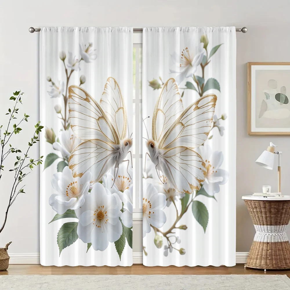 2pcs, Curtains Roller Blinds Inspirational Butterfly Durable Polyester (without rod) Decorations For Home Use for Bedroom &