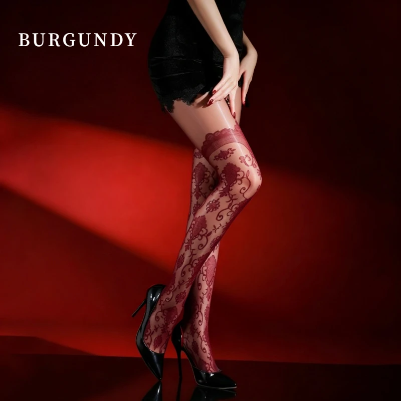 Luxuriöse Damen-Strumpfhose mit Blumenmuster und Spitze, Vintage-Design für Partys, Hochzeiten, Dates, Alltag und besondere Anlässe – Detail 12