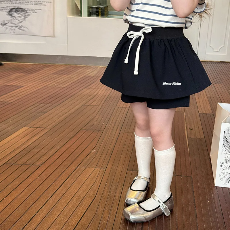 Girls Anti Glare Letter Skirt Pants 2025 Summer New Children Spicy Girl A-line Skirt Children Versatile Shorts - Image 4