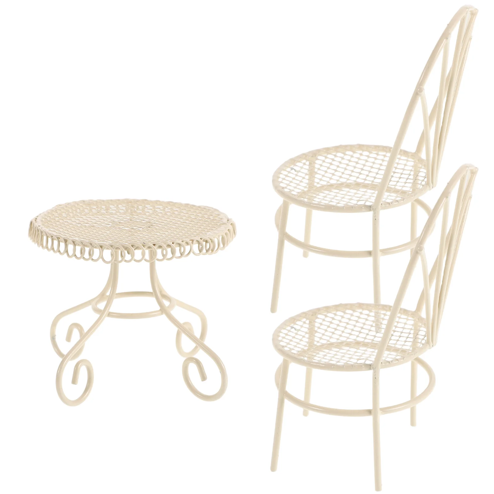

1 set 1 Set Miniature Table Chairs For Dollhouse Iron Furniture Mini Garden Landscape Decoration Home Decor Accessories Playset