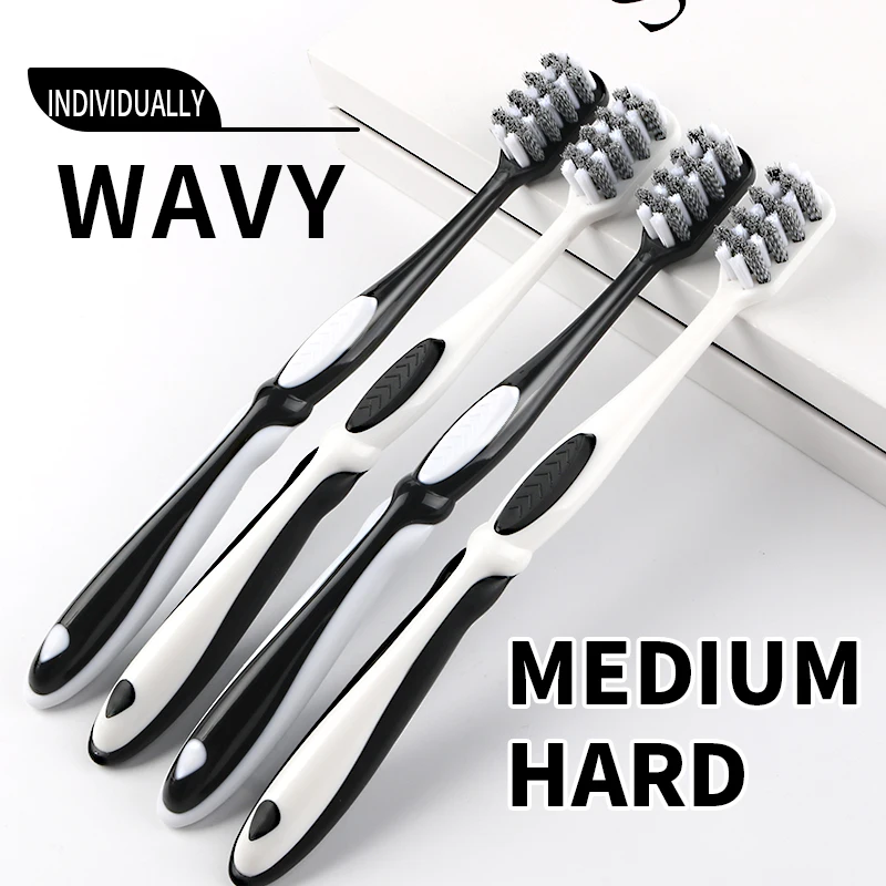 

Medium Hard Bristled Toothbrush,Set of 6, Medium Harder Bristles For Deeper Cleaning,Large Brush Head Toothbrush Independent