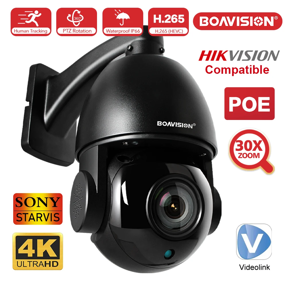 4K 8MP 5MP IP Camera Outdoor PTZ POE 30X Zoom H.265 Dome Speed Night Vision IR 80M CCTV Camera Hikvision Protocol Compatible