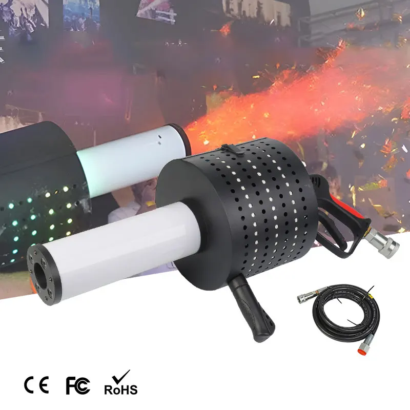 

High Quality RGB Battery LED Full Color CO2 Confetti Cannon 150W Manual Control Stage Equipment Handheld Fog Machine Gun