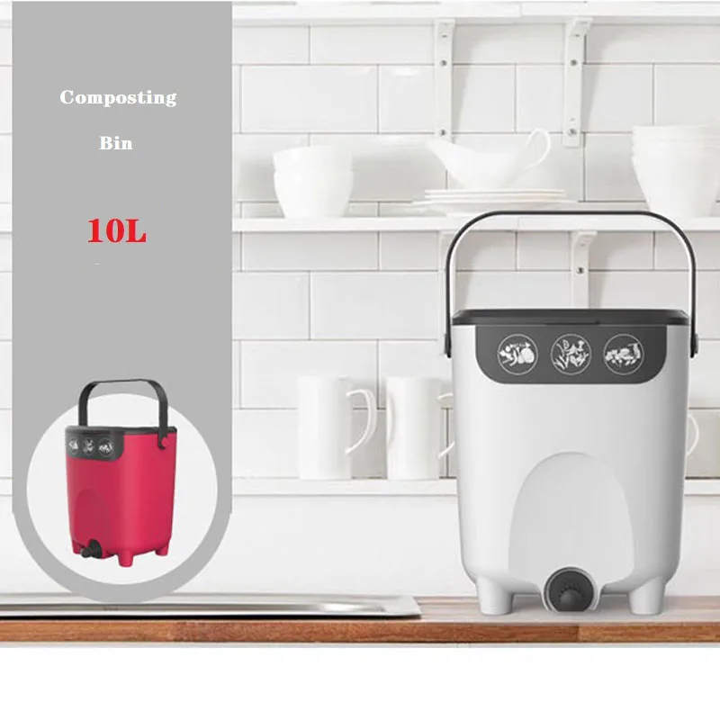 

10L Compost Bin,Kitchen Waste Fermentation Organic Composting Bucket for Deciduous Leaf Household Garbage Collection Container