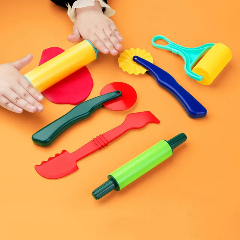 Plasticine Model Playdough Tools Set for Kids 3D Syringe Roller Impression Moulds Play Dough Tools Kit Clay Craft Toys Gift