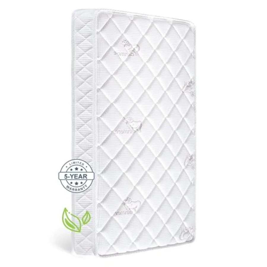 Premium Crib and Toddler Mattress, 100% Knitted Fabric, Premium Fleece Surface-Hypoallergenic, 5" Thick Firm Soft Crib Mattress