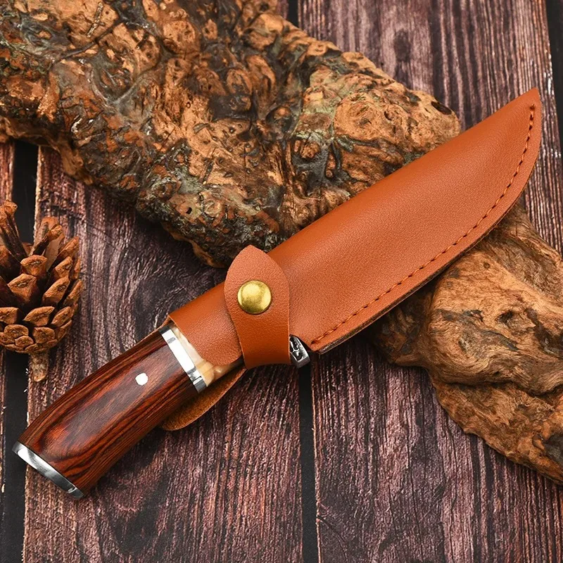 Meat Cleaver Hunting Knife High-end Colored Wood Handle Boning Knife Cutting Meat Cutter Outdoor Knife Kitchen Camping Knife