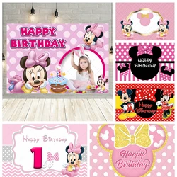 Disney Mickey Minnie Mouse Pink Girls Gift Birthday Party Banner Backdrop Custom Child Room Photography Poster Decor Background