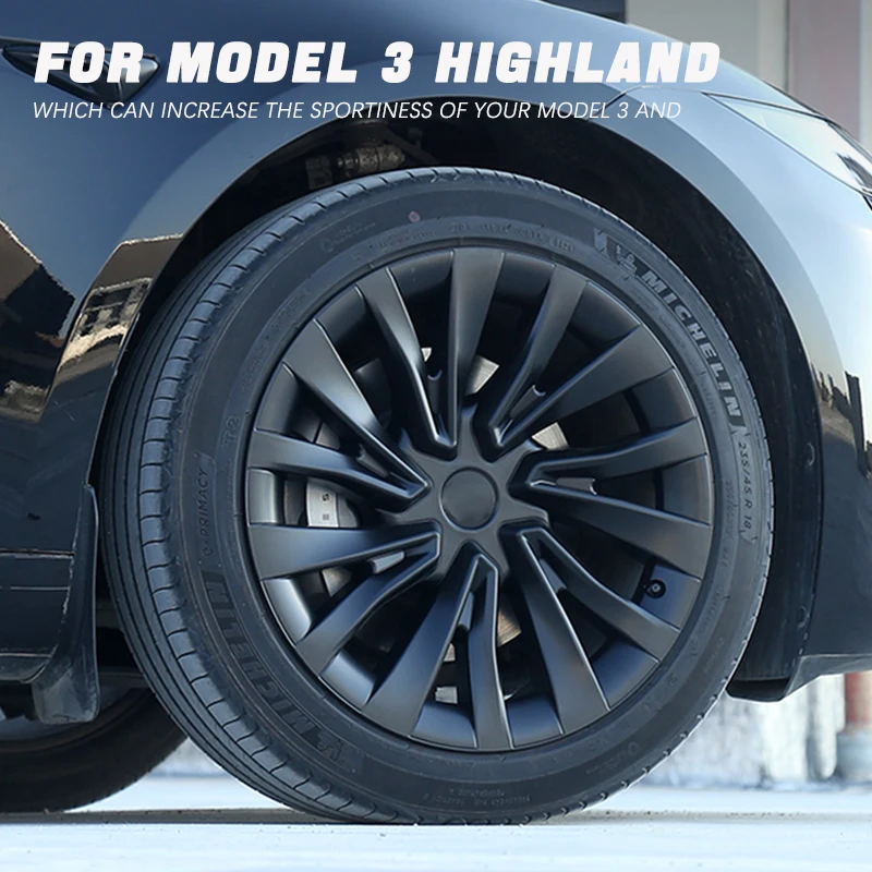 4PCS HubCap Car 18 Inch for Tesla Model 3 Highland 2024 Replacement Wheel Cap Automobile Full Rim Cover Accessories Wheel Cover