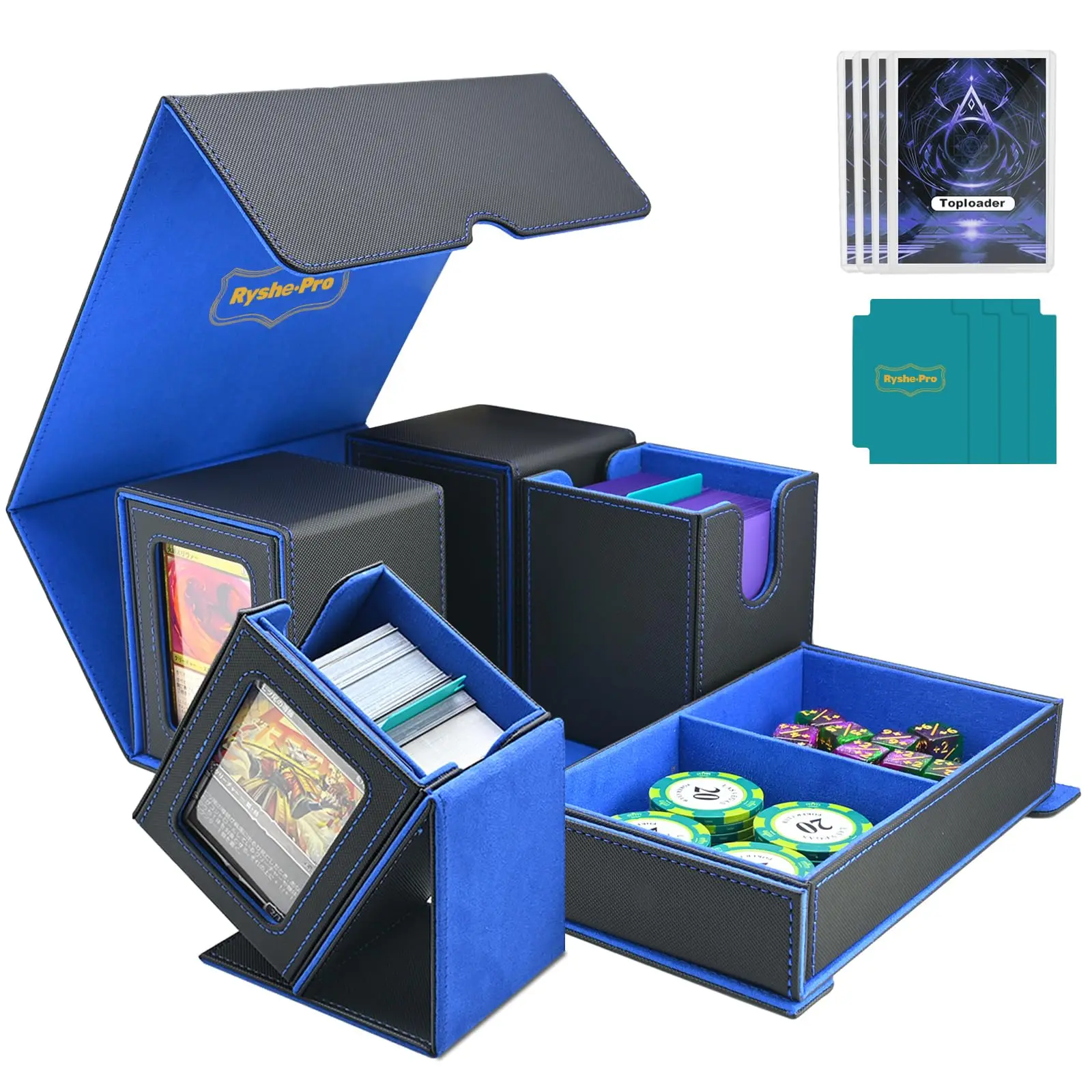 

Commander Deck Box for MTG TCG Sports Cards 5 in 1 Trading Card Storage Box Fits 400+ Double-Sleeved Cards Removable Card Case