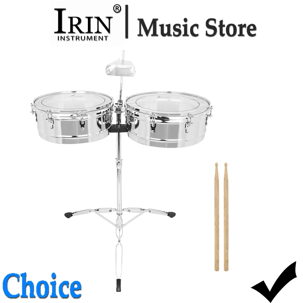 SLADE Timbales Drum 14 15 Inch  Marching Snare Complete Drum Set Silver Metal with Drumsticks Strap Percussion Istrument