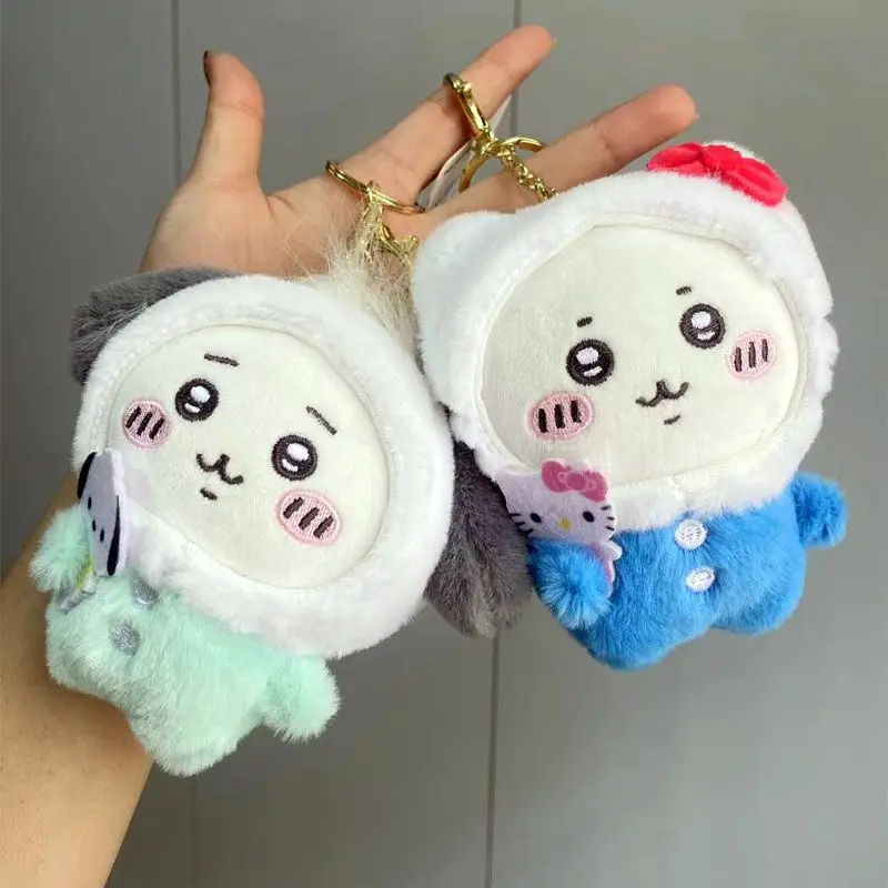 

Kawaii Miniso Chiikawa Plush Toy Usagi Hachiware Cute Anime Sanrio Cross Dressing Series Plush Doll Bag Pendant Girl HolidayGift