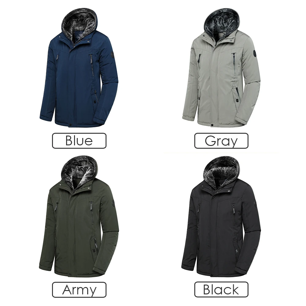 Men Winter Brand New Business Casual Long Waterproof Warm Fleece Hat Parkas Jacket Coat Men Outwear Windproof Autumn Thick Parka