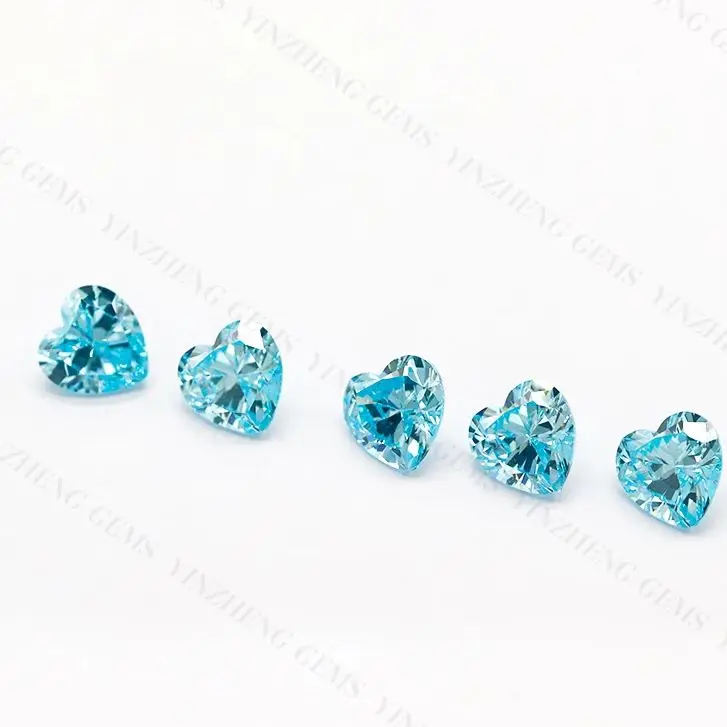 AAAAA Cubic Zirconia Heart Shape Aquamarine Colour Synthetic For Jewelry Making Rings Earring  Loose Gemstones view 5