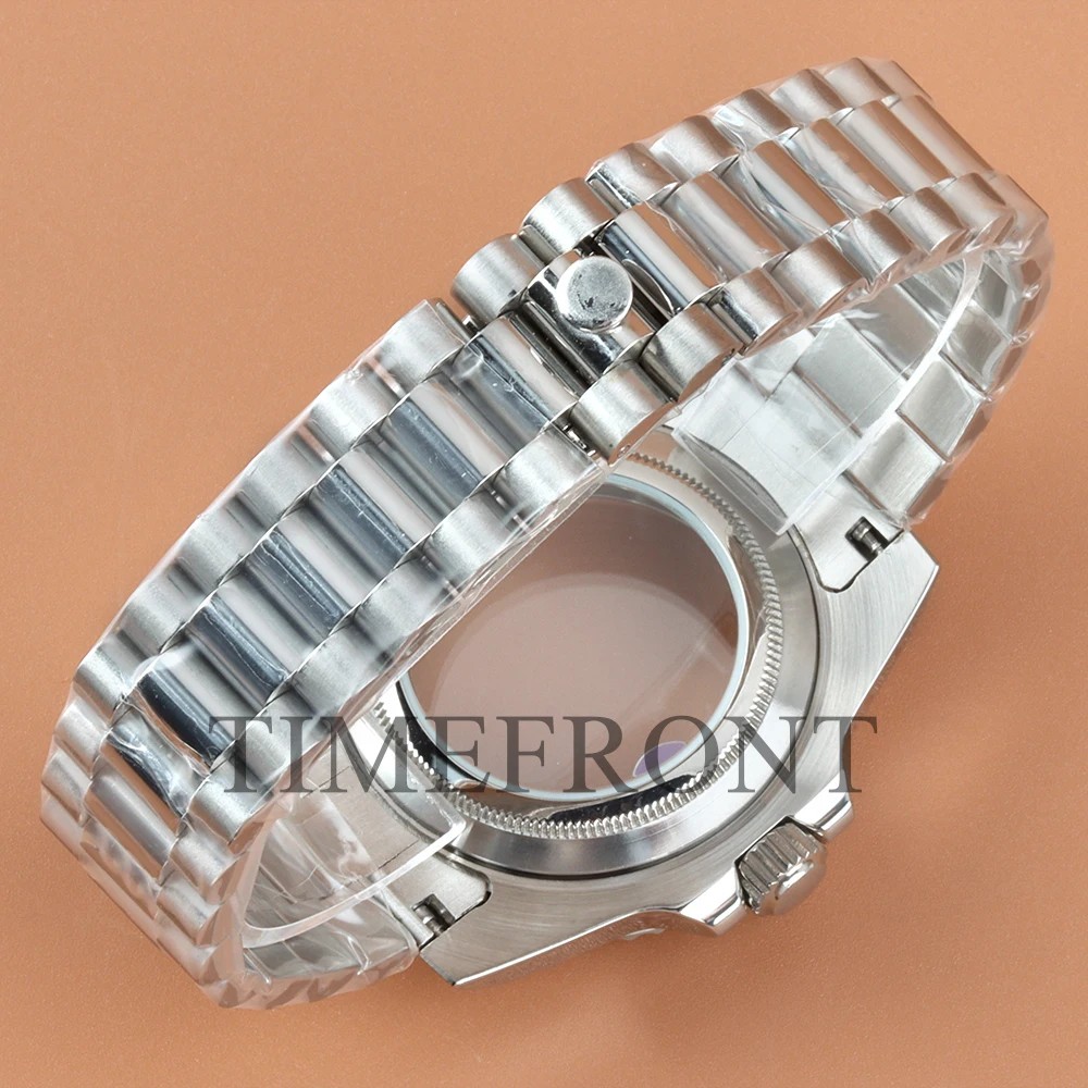 40mm Watch Case Presidential Bracelet Sapphire Glass Stainless Steel For Seiko Nh35 Nh36 Nh34 Nh38 Movement 28.5mm Dial SUB GMT