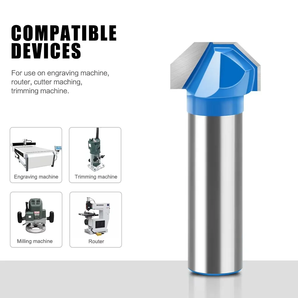 1pc 12mm 1/2 Solid Carbide V Shape Tenon Cutting Bits Knife Flat-bottomed Milling Cutters Router Bit for Wood Door Window