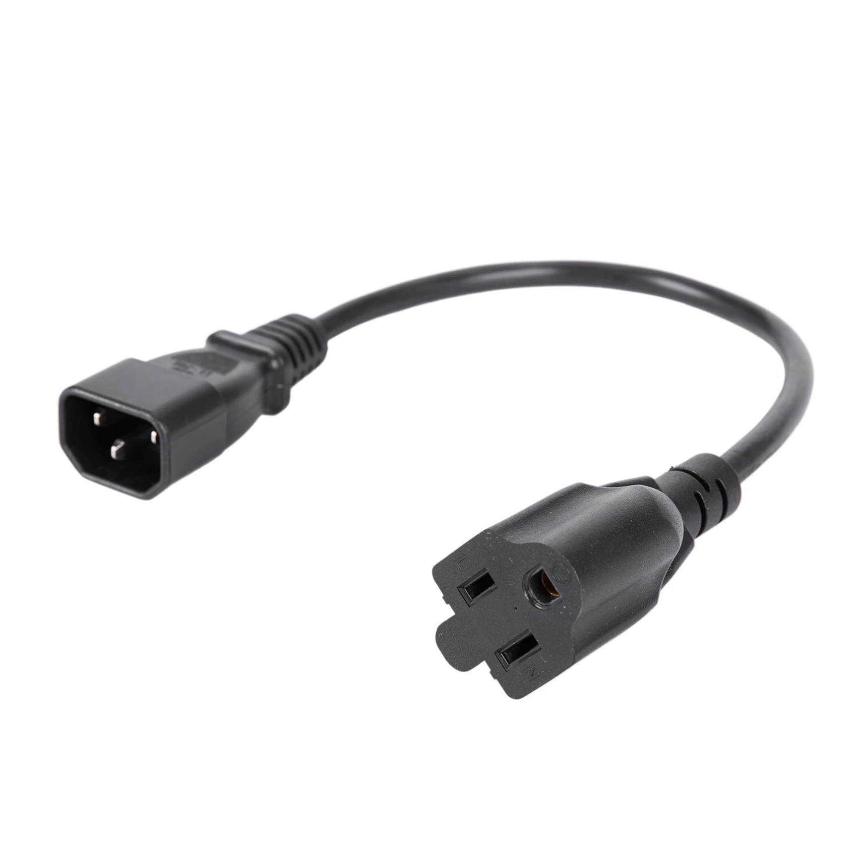 

【Sleek Design】2X 1Ft IEC 320 C14 Male Plug To NEMA 5-15R 3 Prong Female PC Power Adapter Cable Black