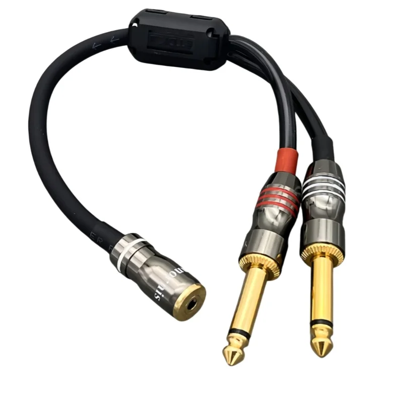 Lossless 3.5mm Female to dual 6.5 /6.35 mm Big two cores 1:2 sound card connected to audio cable