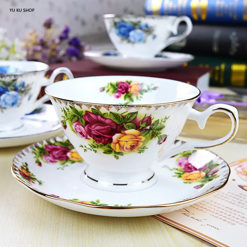 English Tableware Set Bone China Plate Afternoon Tea Set Old Town Rose Ceramic Coffee Cup Small Dish Spoon Wedding Birthday Gift