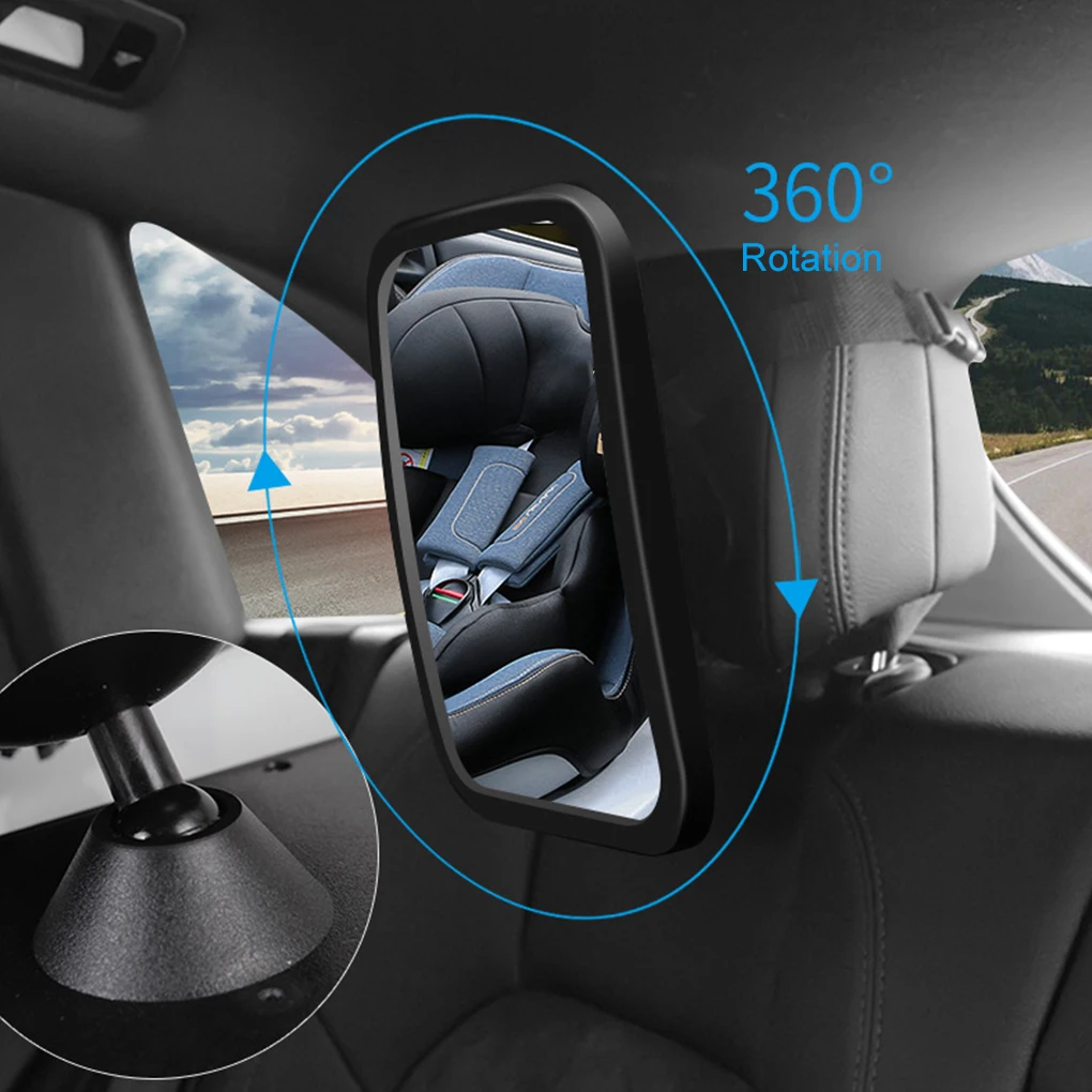 

Зеркало заднего вида для детского автомобиля, вращение на 360 градусов, регулируемое заднее сиденье автомобиля, крепление на подголовник, монитор безопасности для младенцев