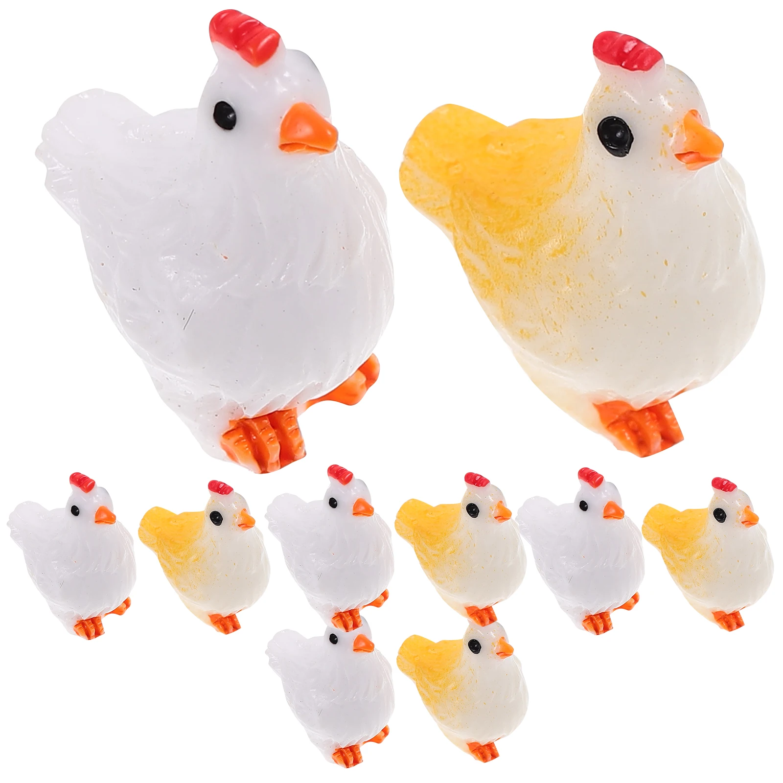 

1 set 1 Set Resin Chicken Micro Landscape Ornament Mini Chick Decorative Statuette For Home Adornment
