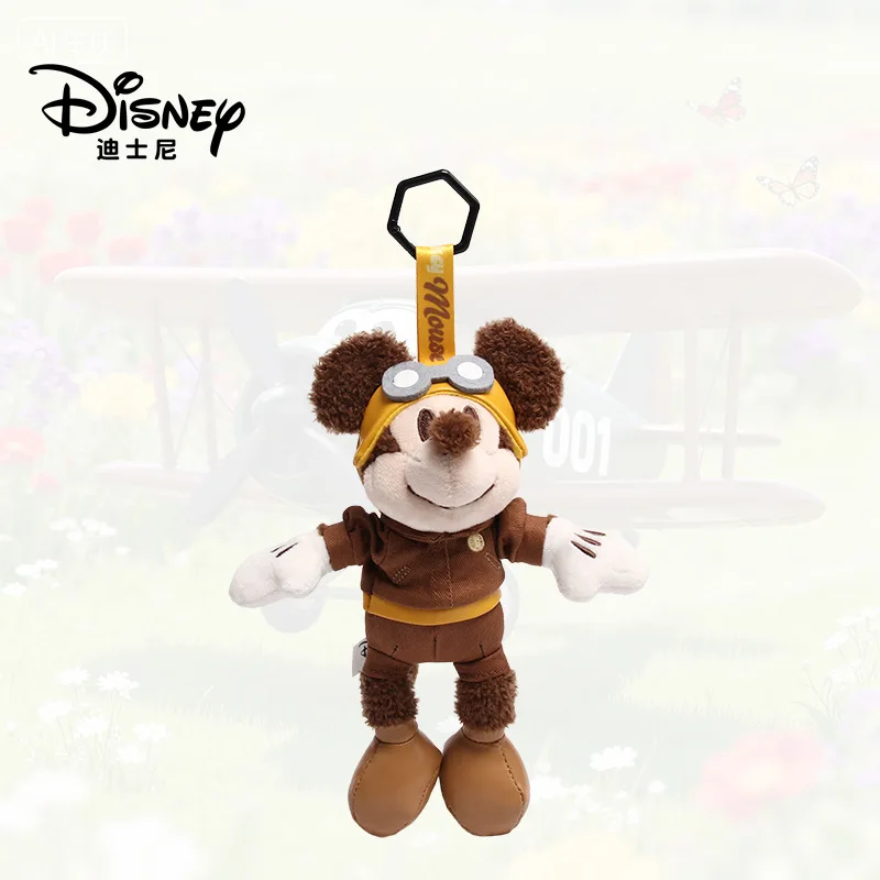 

Disney Mickey Mouse Pilot Keychain Fur Toy Hanger New Mickey Mouse Doll Book Bag Small Hanging Decorative Item