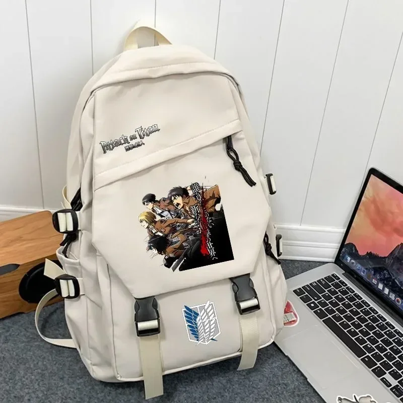 32×45×14cm-ブラック-ホワイト、進撃の巨人、進撃の巨人、アニメ、学生、子供、ティーンエイジャー、スクールバッグ、バックパック、女の子、男の子