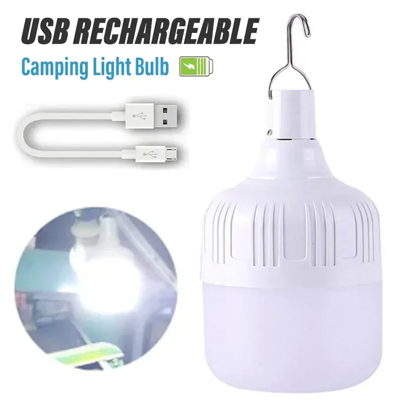 100-500W Rechargeable Portable LED Emergency Lights Outdoor Portable Lanterns Hanging Camping Energy Saving Bulb for Garden Tent