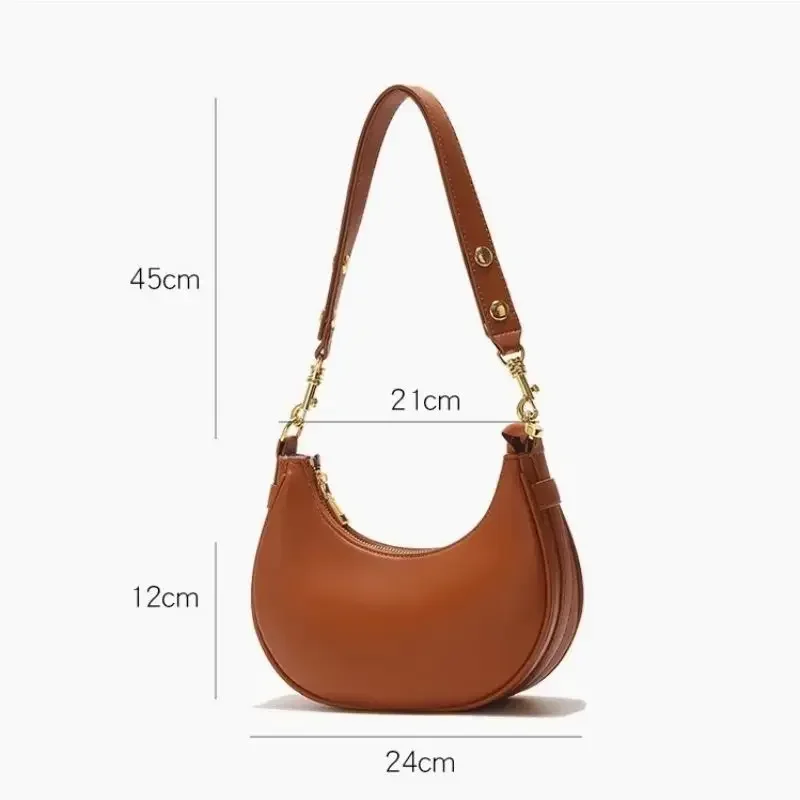 Fashion Retro Underarm Bag for Women\'s 2024 New Luxury Handbags High Quality PU Leather Shoulder Bag Female Crossbody Saddle Bag