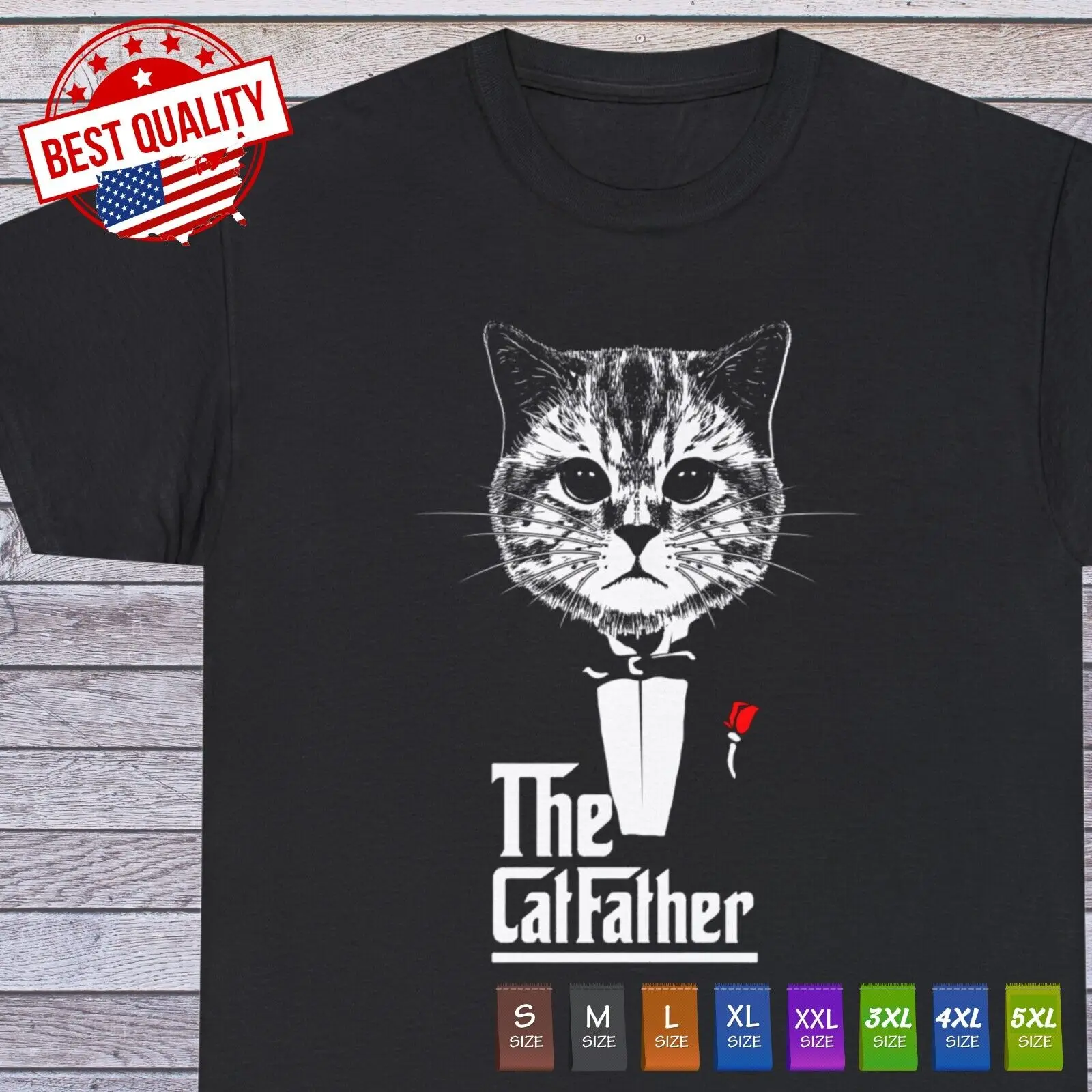 The Catfather Movie T Shirt Cat Lovers Funny Poker Las Vegas Casino Clothing High Quality 100%Cotton Short Sleeve