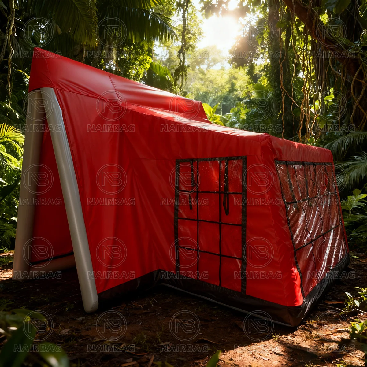 Venta al por mayor de fábrica, tienda de campaña inflable grande para glamping, habitaciones familiares, tienda de campaña de aire hermética impermeable de Pvc para familia, exterior, invierno