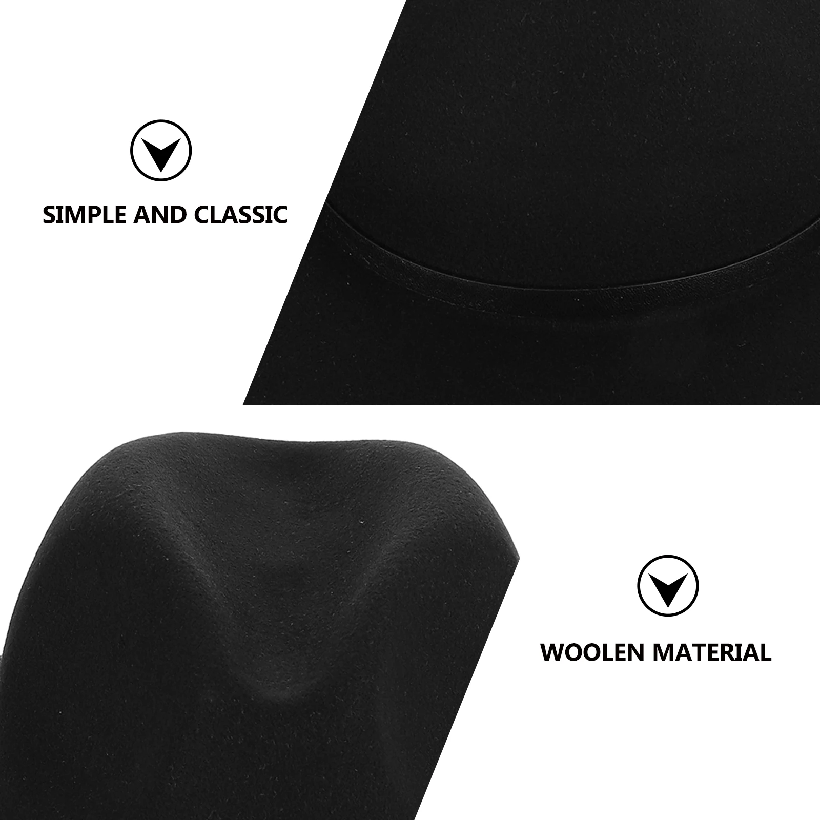 

1PC Wide Brim Woolen Hat for Women Elegant Fashionable Black Soft Fedora Party Decorative Lightweight Comfortable Headwear