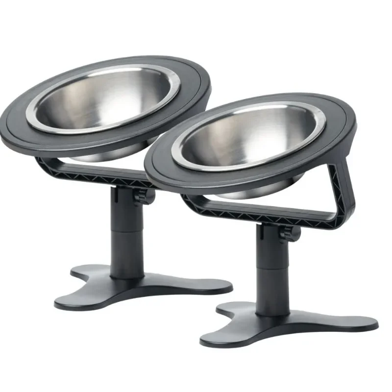 

304 Stainless Tilted Elevated Adjustable Raised Cat Food Bowl Stand Design Extremely High-Quality, Long-Lasting Rust Resistant